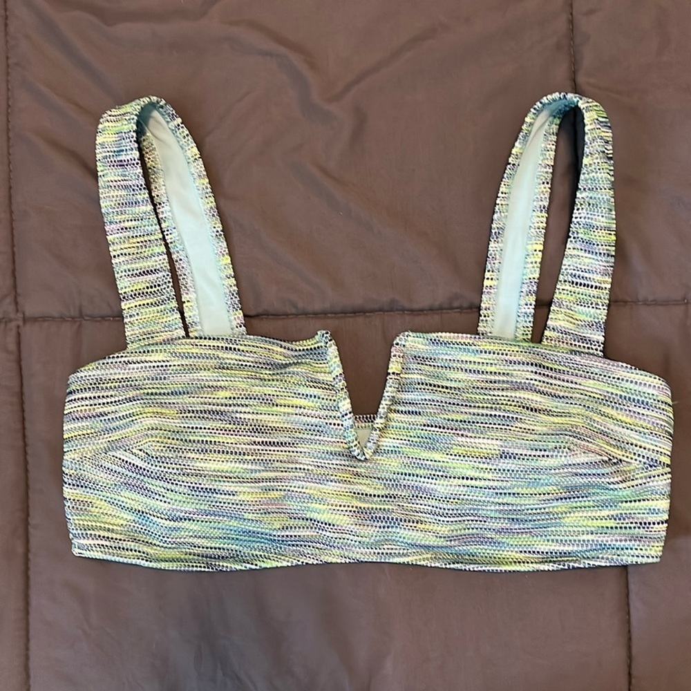 Aerie Swim Bandeau Blue/Green Multicolor Size Medium